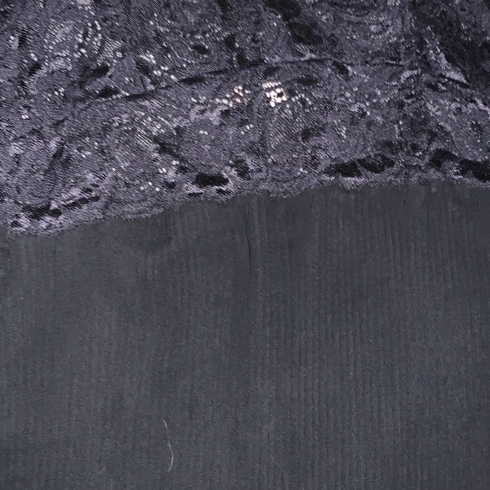XS SPARKLE & FADE BLACK LINGERIE DRESS SPAGHETTI STRAPS WITH LACE TOP AND SKIRT - Picture 4 of 5